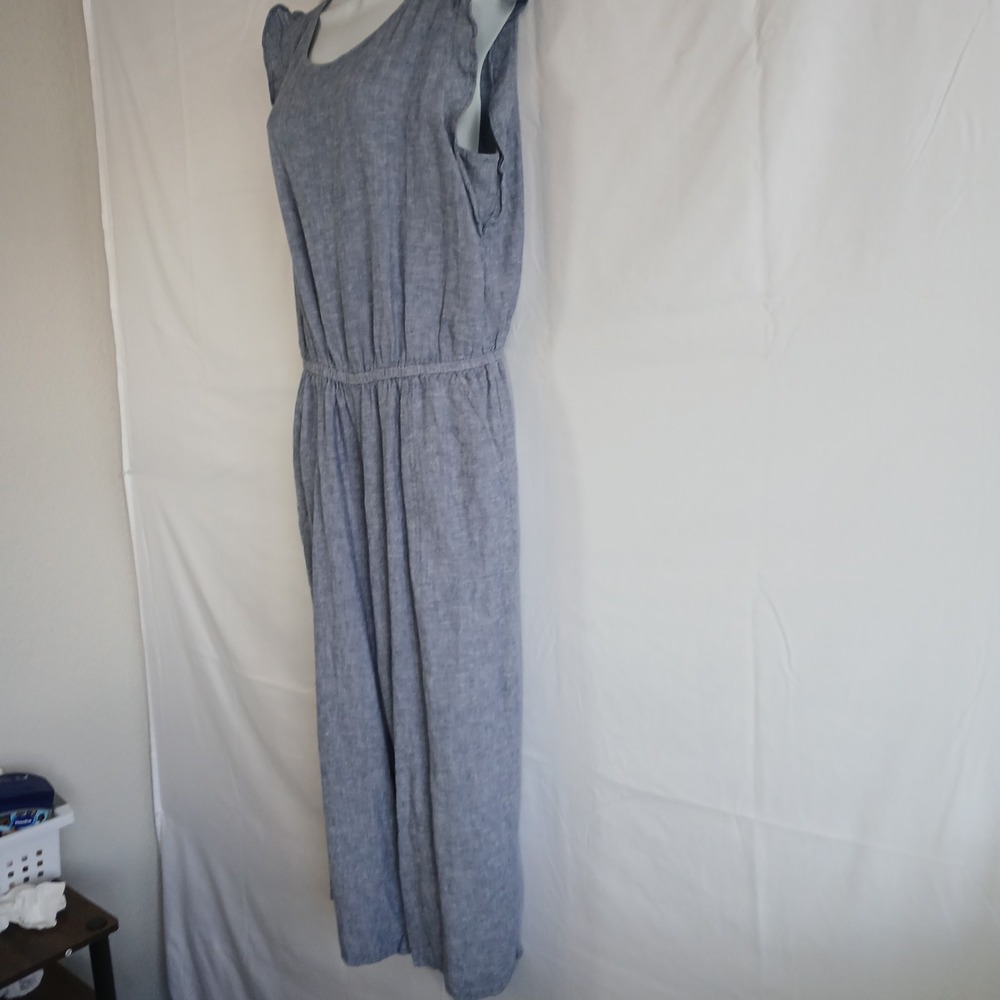 Old Navy Romper Denim Light Blue Ruffles Sleeveless Sz L Western Casual Work - Picture 3 of 9